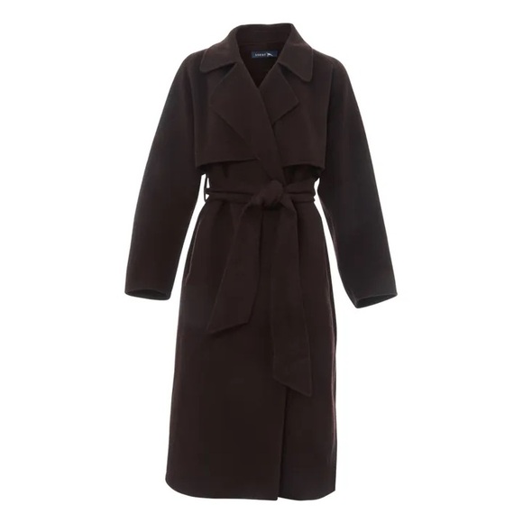 soeur Jackets & Blazers - Soeur, Long Belted Wool Coat, Dark Brown, Size 3